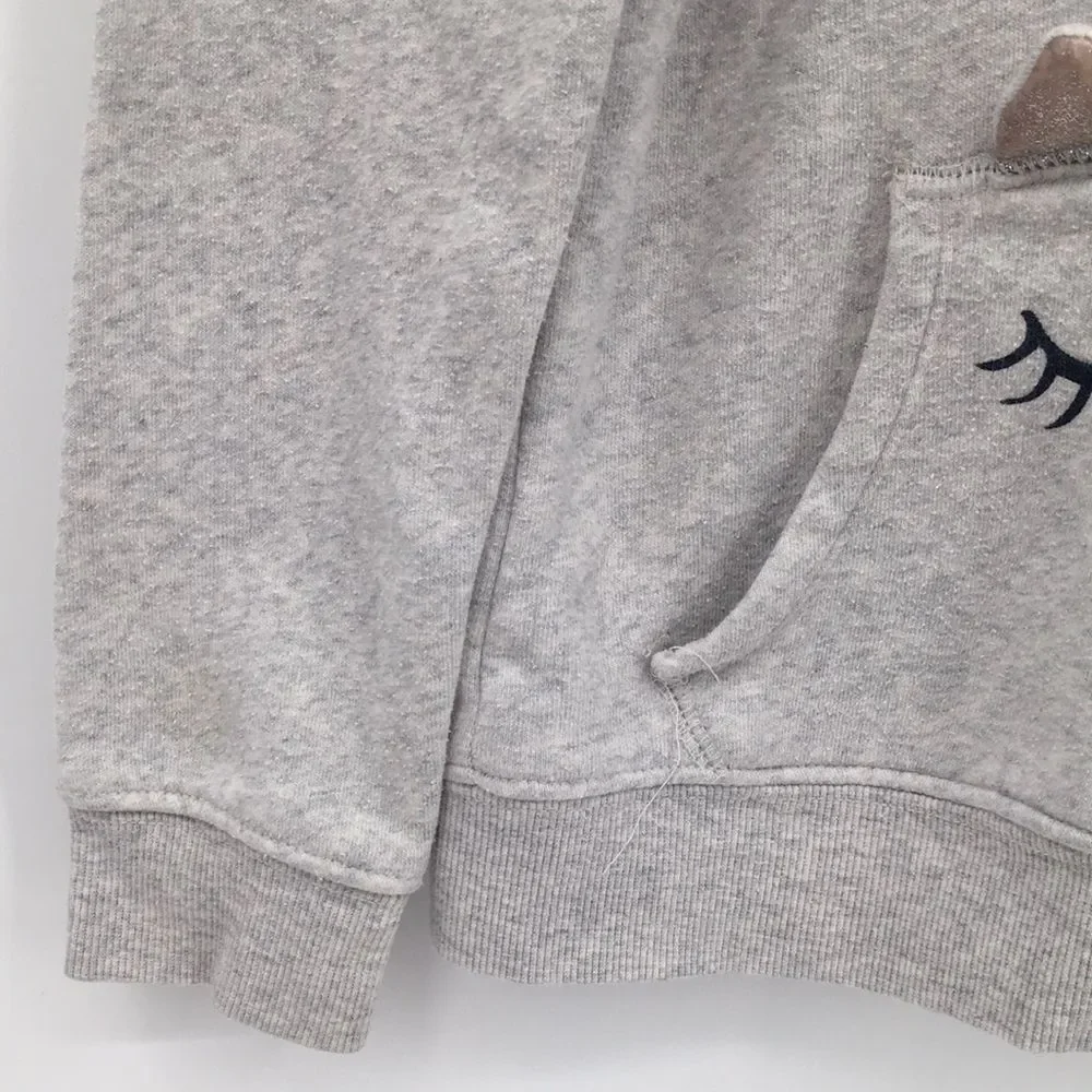 Oshkosh Girls' Gray Hooded Sweatshirt with Pink Lining and Unicorn Pocket 7
